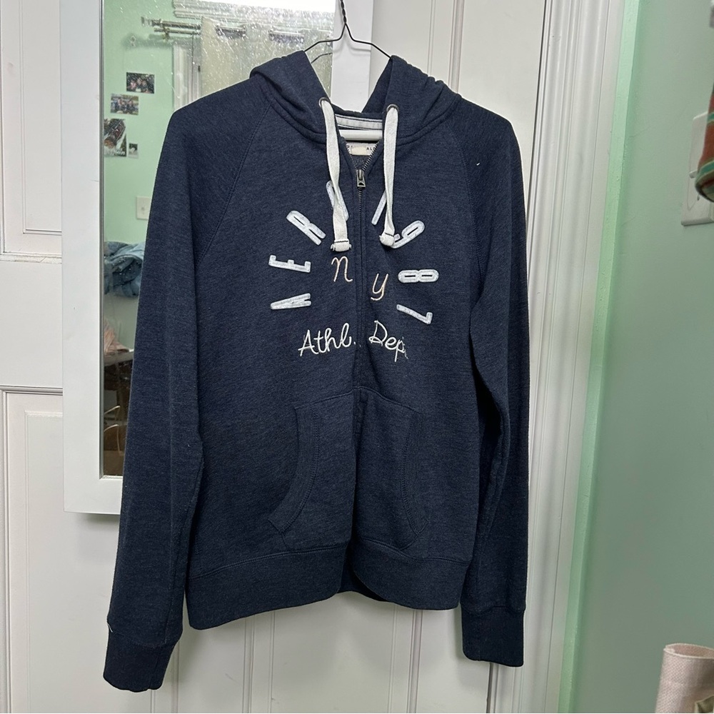 Aeropostale Navy Blue White Y2k Zip Up Hoodie